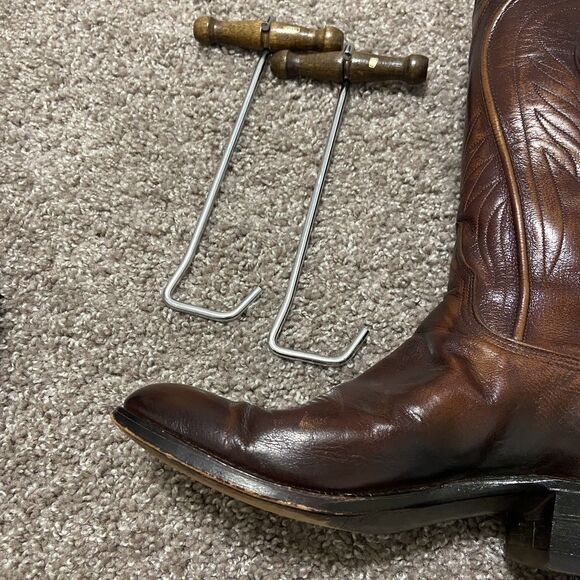 Lucchese San Antonio Brown Leather Boots - Picture 7 of 9